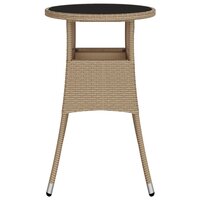 Tuintafel &Oslash;60x75 cm gehard glas en poly rattan beige 4