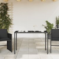 Tuintafel met glazen blad 115x54x74 cm poly rattan zwart 3