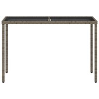 Tuintafel met glazen blad 115x54x74 cm poly rattan grijs 4