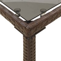 Tuintafel met glazen blad 115x54x74 cm poly rattan bruin 8