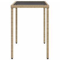 Tuintafel met glazen blad 115x54x74 cm poly rattan beige 5