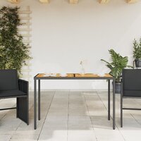 Tuintafel met acaciahouten blad 115x54x74 cm poly rattan zwart 3