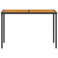 Tuintafel met acaciahouten blad 115x54x74 cm poly rattan zwart 4