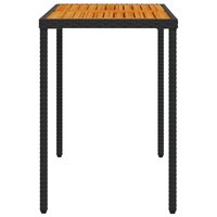 Tuintafel met acaciahouten blad 115x54x74 cm poly rattan zwart 5