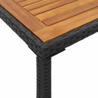 Tuintafel met acaciahouten blad 115x54x74 cm poly rattan zwart 8