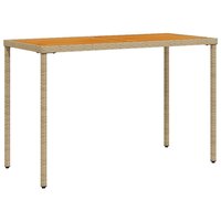 Tuintafel met acaciahouten blad 115x54x74 cm poly rattan beige 2