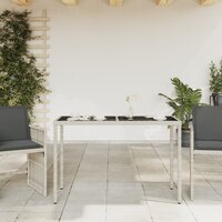 Tuintafel met glazen blad 115x54x74 cm poly rattan lichtgrijs 3