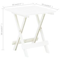 Tuintafel inklapbaar 45x43x50 cm kunststof wit  7