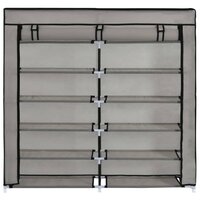 Schoenenkast met hoes 115x28x110 cm stof grijs 5