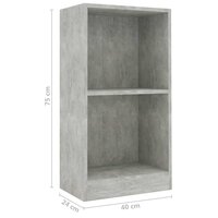 Boekenkast 40x24x75 cm bewerkt hout betongrijs 6
