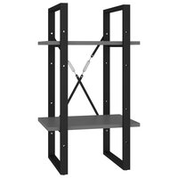 Boekenkast met 2 schappen 40x30x70 cm bewerkt hout grijs 2