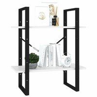 Boekenkast met 2 schappen 60x30x70 cm bewerkt hout wit 4