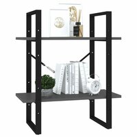 Boekenkast met 2 schappen 60x30x70 cm bewerkt hout grijs 4