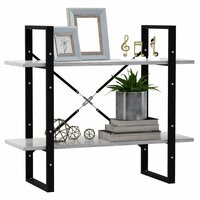 Boekenkast met 2 schappen 80x30x70 cm spaanplaat betongrijs 3