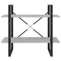 Boekenkast met 2 schappen 80x30x70 cm spaanplaat betongrijs 4