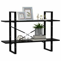 Boekenkast met 2 schappen 100x30x70 cm spaanplaat zwart 4