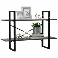 Boekenkast met 2 schappen 100x30x70 cm spaanplaat grijs 4