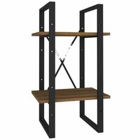 Boekenkast 2-laags 40x30x70 cm bewerkt hout bruin eikenkleur 2