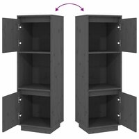 Hoge kast 38x35x117 cm massief grenenhout grijs 7