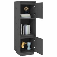 Hoge kast 38x35x117 cm massief grenenhout grijs 9
