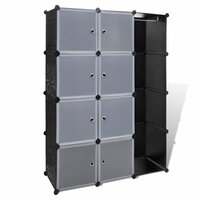 Kast met 9 vakken modulair 109x36,5x143 cm zwart en wit  2