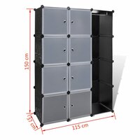 Kast met 9 vakken modulair 109x36,5x143 cm zwart en wit  7