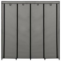 Kledingkast met 4 vakken 175x45x170 cm grijs 4