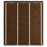 Kledingkast met vakken en stangen 150x45x175 cm stof bruin 5