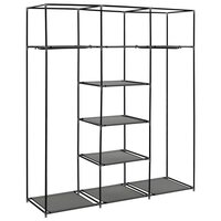 Kledingkast met vakken en stangen 150x45x175 cm stof grijs 9