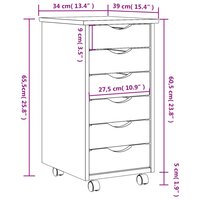 Ladekast MOSS verrijdbaar massief grenenhout grijs 9