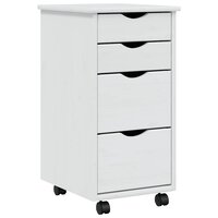 Ladekast MOSS verrijdbaar massief grenenhout wit 2