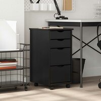 Ladekast MOSS verrijdbaar massief grenenhout zwart 2