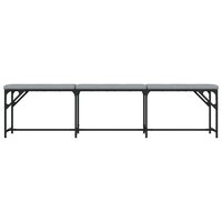 Eetkamerbank 186x32x45 cm staal en stof lichtgrijs 4