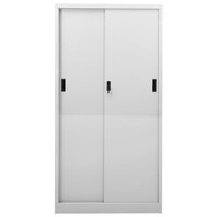 Kantoorkast met schuifdeuren 90x40x180 cm staal lichtgrijs 4