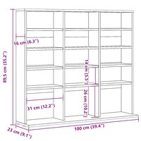 Cd-kast 100x23x89,5 cm bewerkt hout artisanaal eikenkleurig 9