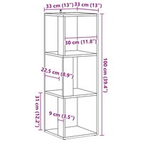 Hoekkast 33x33x100 cm bewerkt hout artisanaal eikenkleur 9