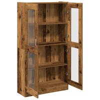 Hoge kast 82,5x30,5x150 cm bewerkt hout oud houtkleurig 7