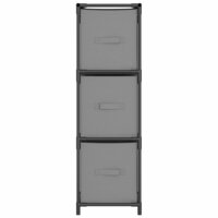 Opbergkast met 3 stoffen lades 34x34x101 cm staal grijs 3