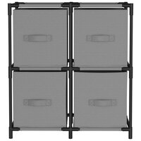 Opbergkast met 4 stoffen manden 63x30x71 cm staal grijs 3