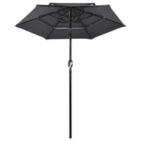 Parasol 3-laags met aluminium paal 2 m antracietkleurig 2