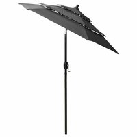Parasol 3-laags met aluminium paal 2 m antracietkleurig 3