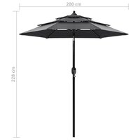 Parasol 3-laags met aluminium paal 2 m antracietkleurig 8