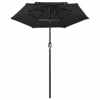 Parasol 3-laags met aluminium paal 2 m zwart 2