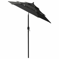 Parasol 3-laags met aluminium paal 2 m zwart 3