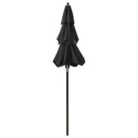 Parasol 3-laags met aluminium paal 2 m zwart 4