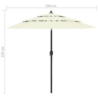 Parasol 3-laags met aluminium paal 2,5 m zandkleurig 8