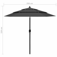 Parasol 3-laags met aluminium paal 2,5 m antracietkleurig 8