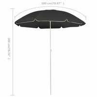 Parasol met stalen paal 180 cm antracietkleurig 5