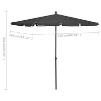 Parasol met paal 210x140 cm antracietkleurig 6