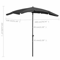 Parasol met paal 200x130 cm antracietkleurig 6
